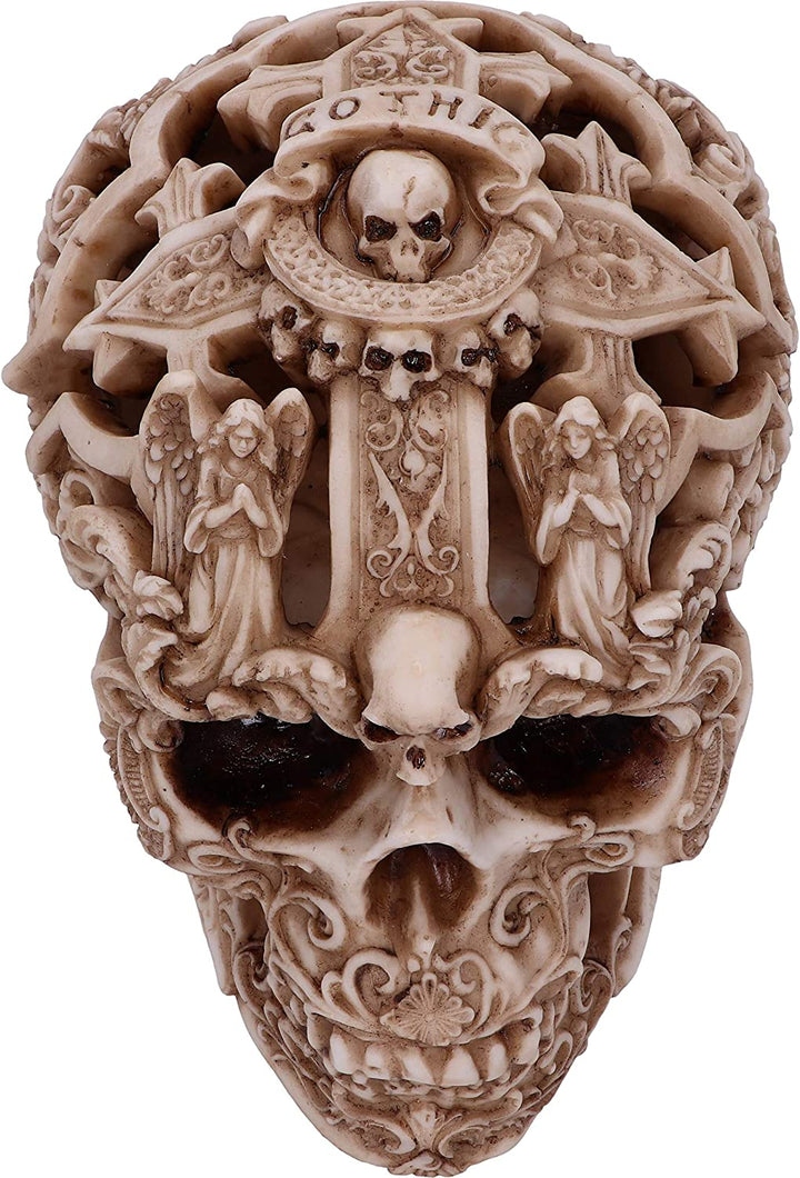 Nemesis Now Gothic Design Carved Skull Figurine Ornament, Natural, 19cm