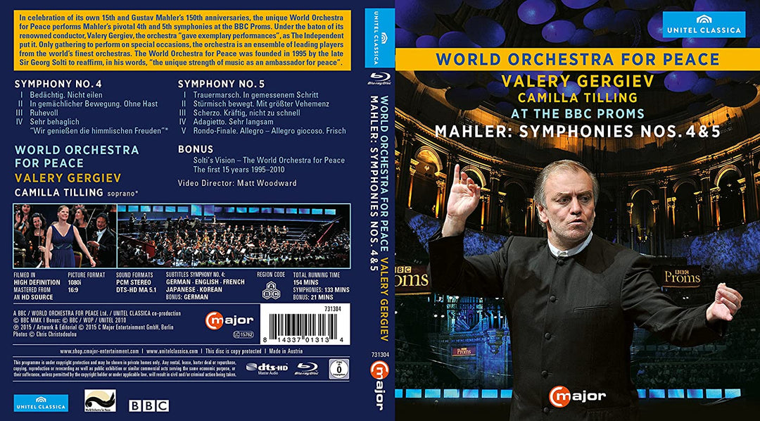 Mahler:Symphonies Nos 4 & 5 [Valery Gergiev, Camilla Tilling; World Orchestra for Peace] [C MAJOR ENTERTAINMENT [2015] [Blu-ray]