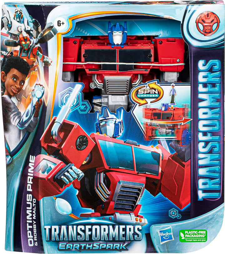 TRANSFORMERS Toys EarthSpark Spin Changer Optimus Prime 20-cm Action Figure