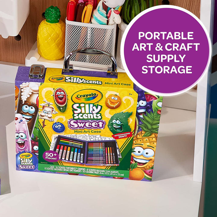 Crayola Silly Scents Mini-Kunstset – waschbare Duftmarker, Buntstifte, stinkende Stifte, 50+ Teile