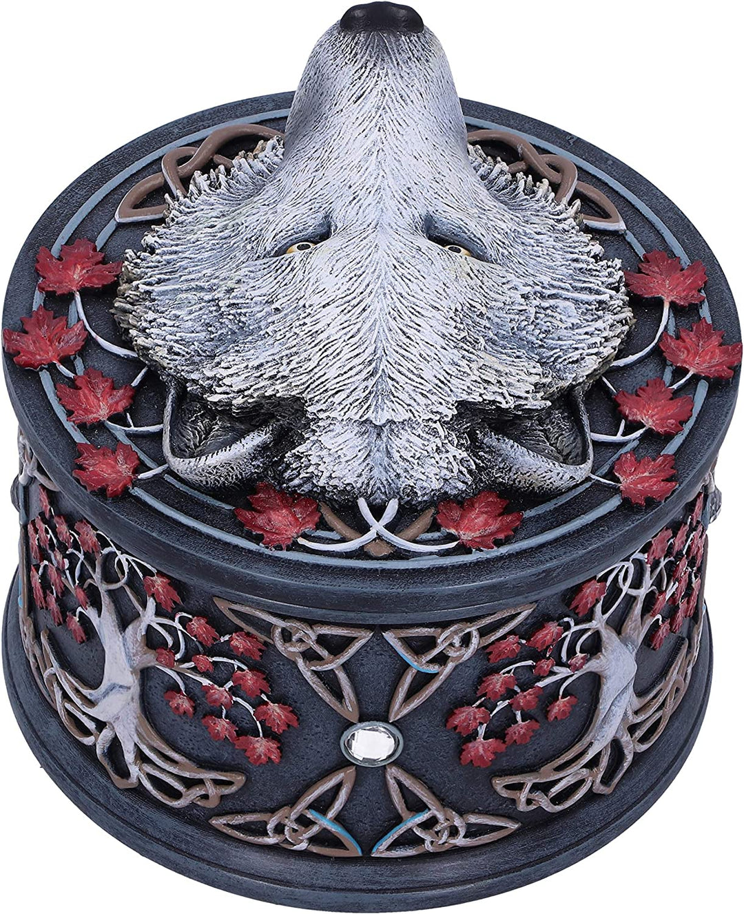 Nemesis Now Lisa Parker Guardian of The Fall White Autumn Wolf Trinket Box, 11cm