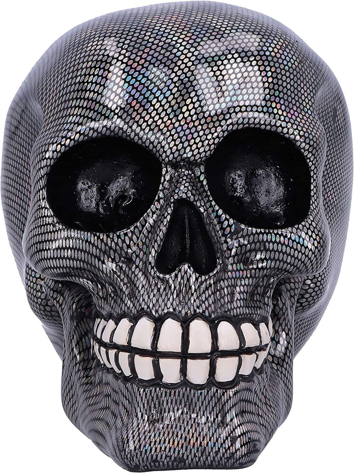 Nemesis Now Holographic Silver Fishnet Skull Ornament, 16.5cm