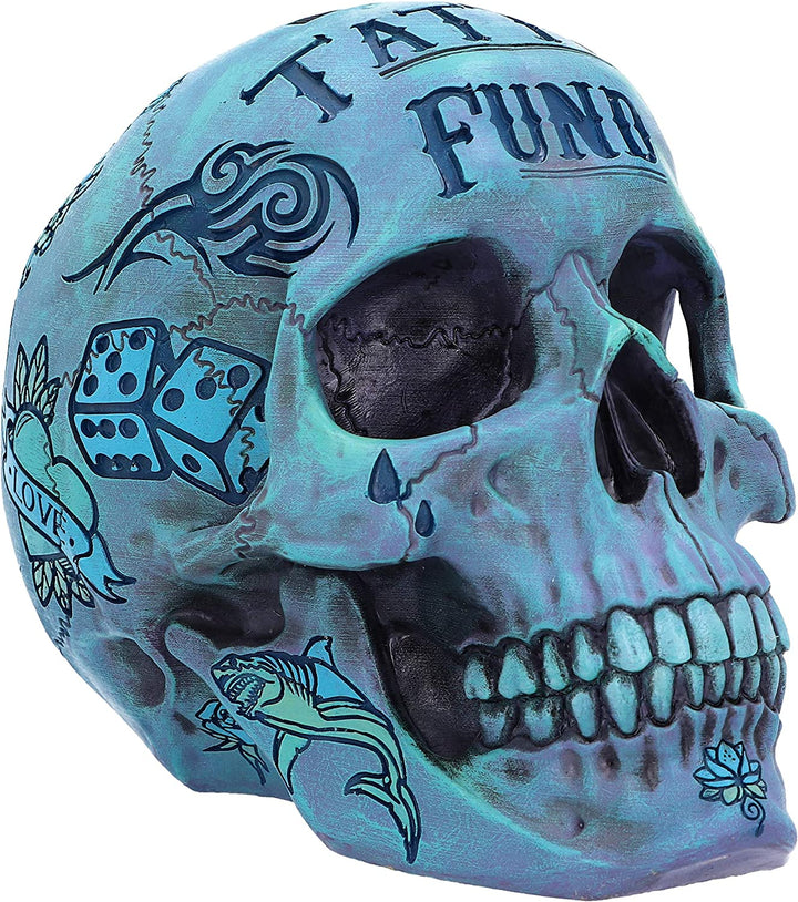 Nemesis Now Aqua Blue Traditional, Tribal Tattoo Fund Skull, Polyresin, One Size