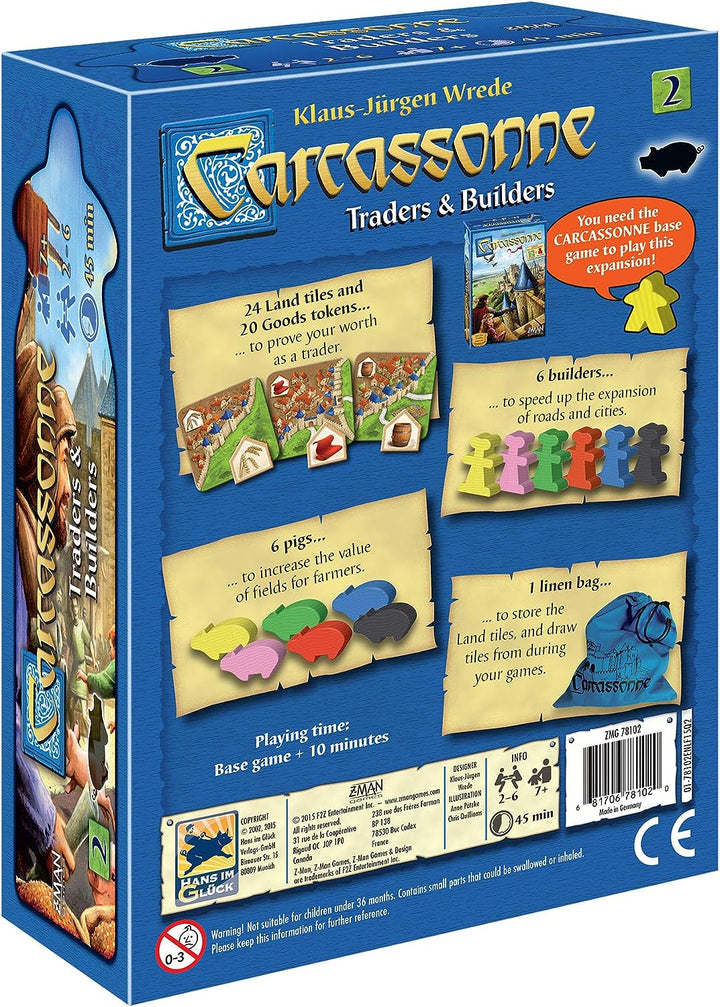 Z-Man-Spiele | Carcassonne Traders &amp; Builders Brettspiel EXPANSION 2 | Ab 7 Jahren | 2-6 Spieler