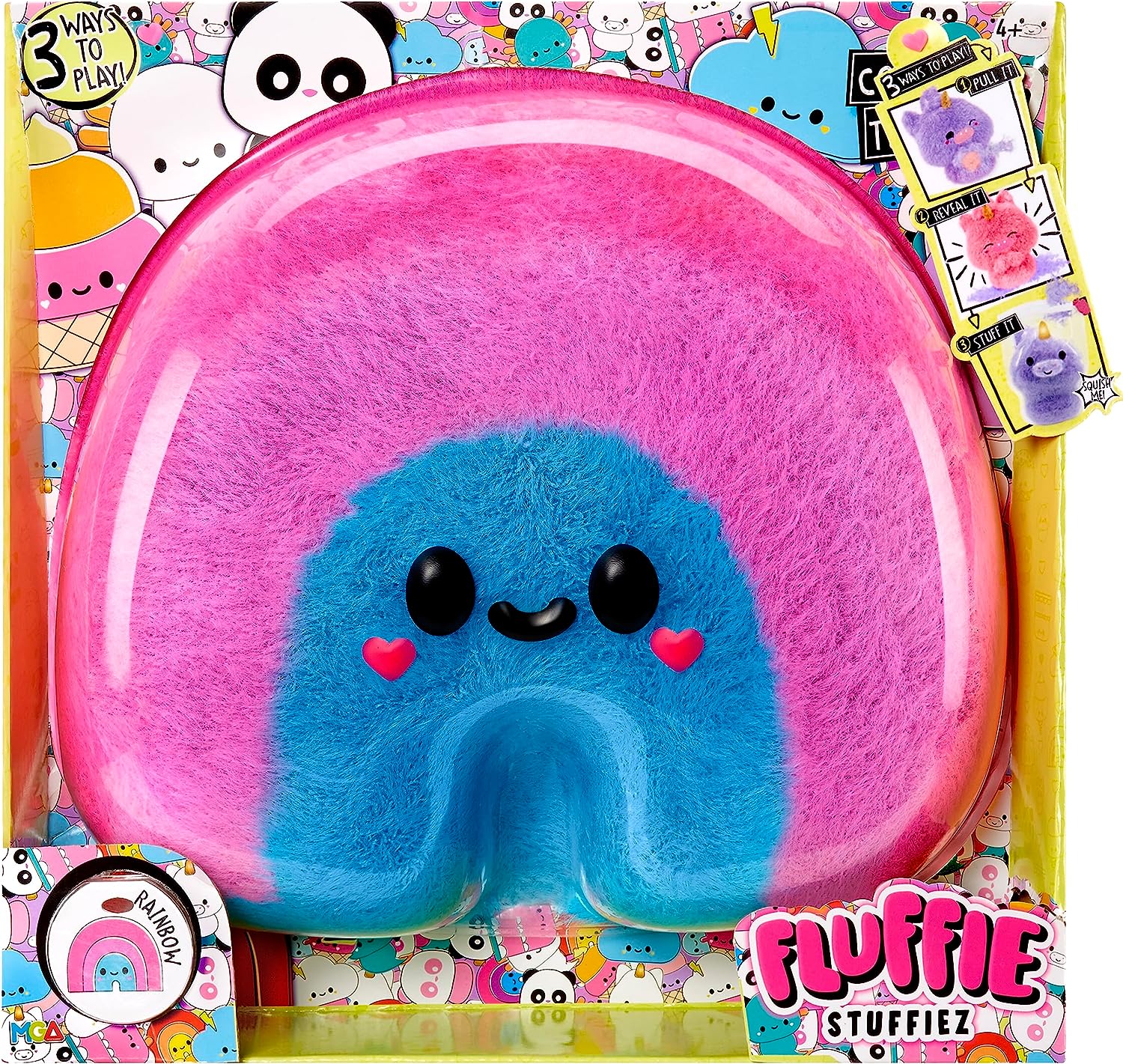Fluffie Stuffiez, großes Plüsch-Regenbogen-Stofftier – 3 Spielmöglichkeiten: Ziehen und Enthüllen, für Kinder ab 4 Jahren