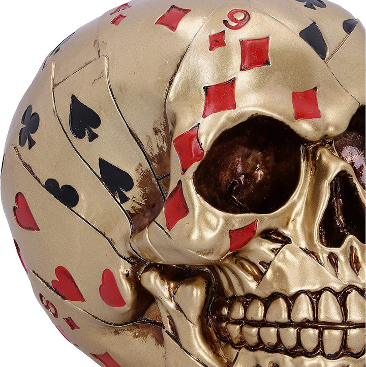 Dead Mans Hand Golden Playing Card Skull Ornament