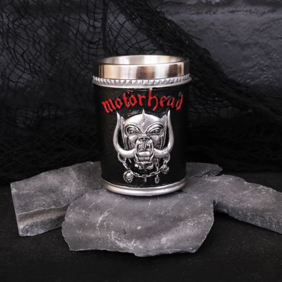 Nemesis Now B4122M8 Motorhead Schnapsglas 7 cm schwarz, Harz mit Edelstahleinsatz, 35 Milliliter