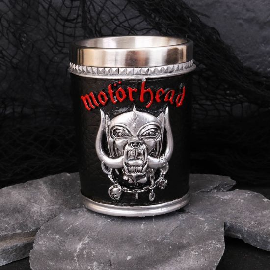 Nemesis Now B4122M8 Motorhead Schnapsglas 7 cm schwarz, Harz mit Edelstahleinsatz, 35 Milliliter