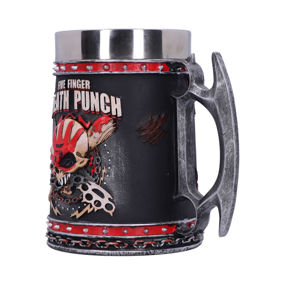 Nemesis Now B4654N9 Five Finger Death Punch Krug 15 cm, Harz mit Edelstahleinsatz, Schwarz