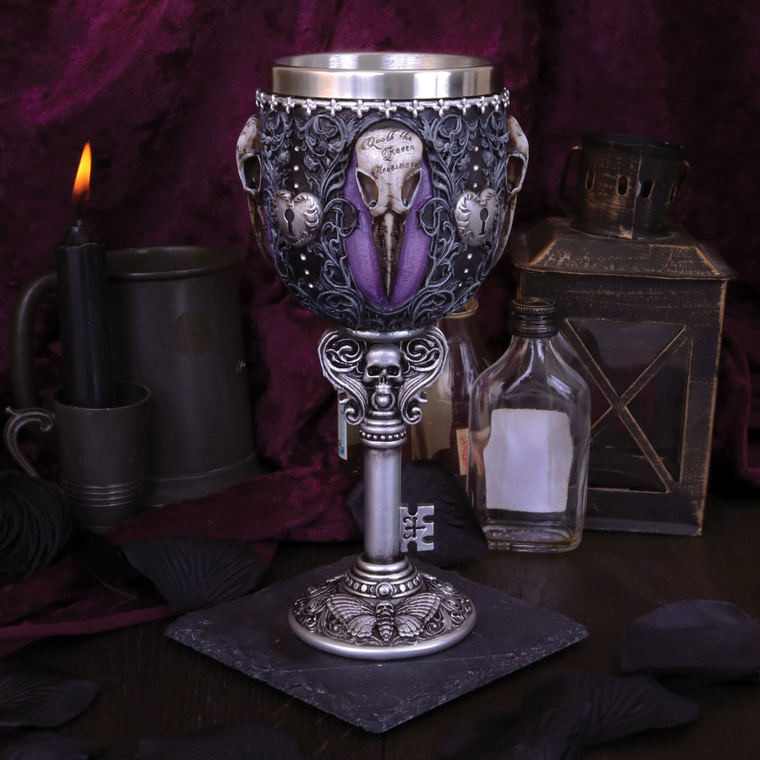 Nemesis Now B4725P9 Edgar's Raven Goblet 18cm, Resin w. Stainless Steel