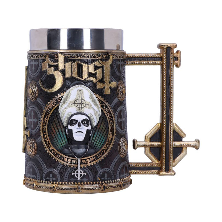 Nemesis Now B4857P9 Licensed Ghost Papa Emeritus III Meliora Gold Tankard, Resin w. Stainless Steel, 350 milliliters