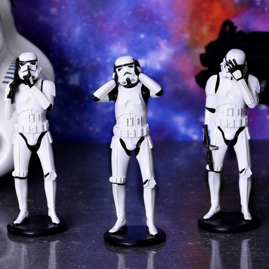 Nemesis Now Original Stormtrooper Three Wise Sci-Fi Figurines, White, 14cm