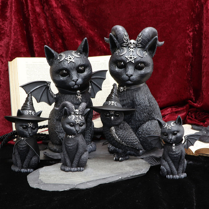 Nemesis Now B5149R0 Malpuss geflügelte okkulte Katzenfigur, Polyresin, Schwarz und Silber