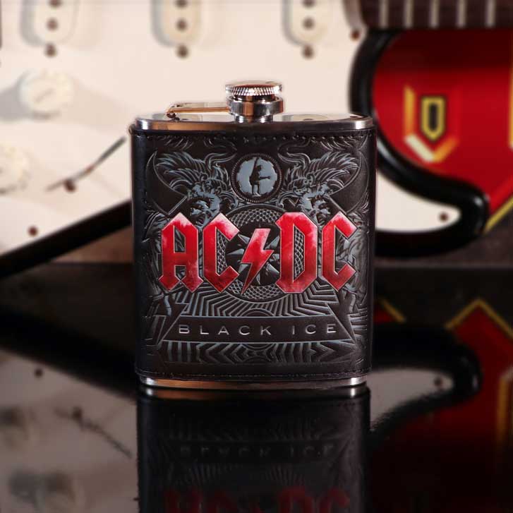 Nemesis Now Officially Licensed AC/DC Black Ice Album Embossed Hip Flask, Stainless Steel, 7oz