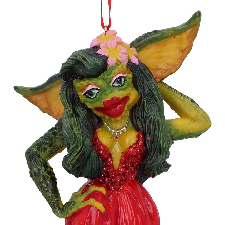 Nemesis Now Greta weibliches rotes Kleid Gremlin zum Aufhängen, festliches Deko-Ornament,