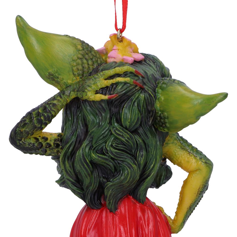 Nemesis Now Greta weibliches rotes Kleid Gremlin zum Aufhängen, festliches Deko-Ornament,