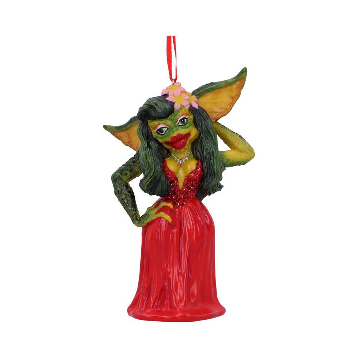 Nemesis Now Greta weibliches rotes Kleid Gremlin zum Aufhängen, festliches Deko-Ornament,