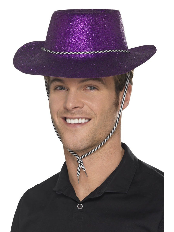 Smiffys Sombrero de Vaquero con Purpurina, Morado