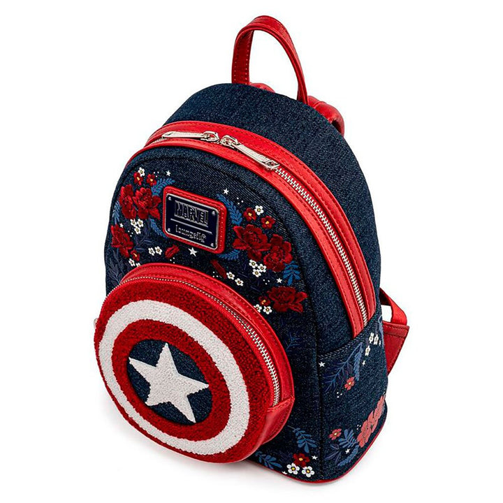 Loungefly Captain America 80th Anniversary Floral Shield Mini Backpack - Marvel