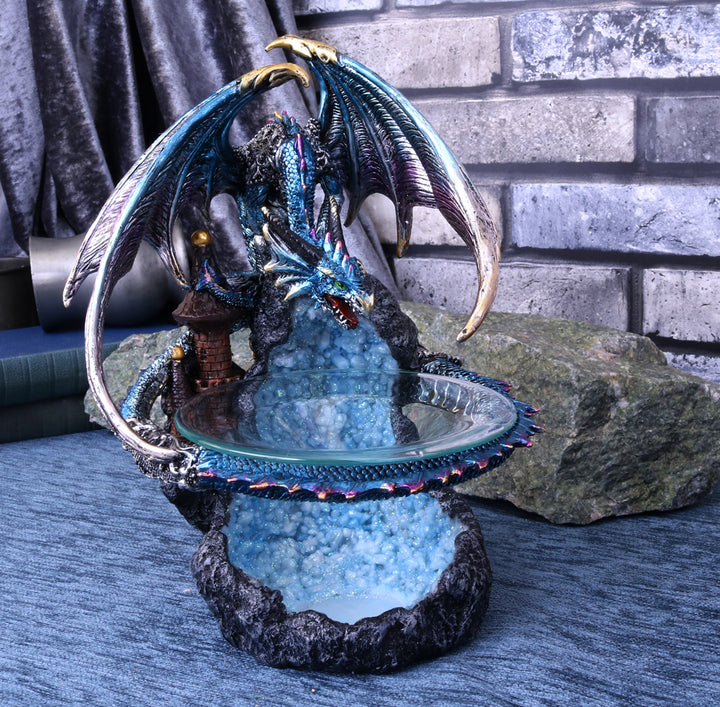 Nemesis Now Flame Saviour Dragon Oil Burner, Blue, 24cm