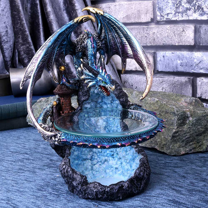 Nemesis Now Flame Saviour Dragon Oil Burner, Blue, 24cm